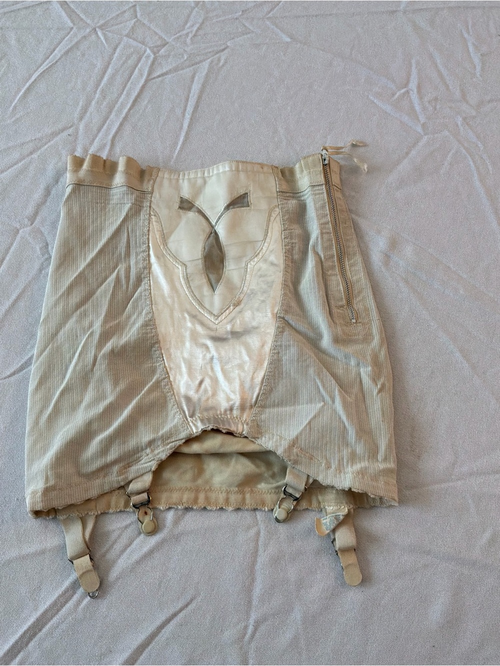 Beige Vintage Garter Skirt Shapewear